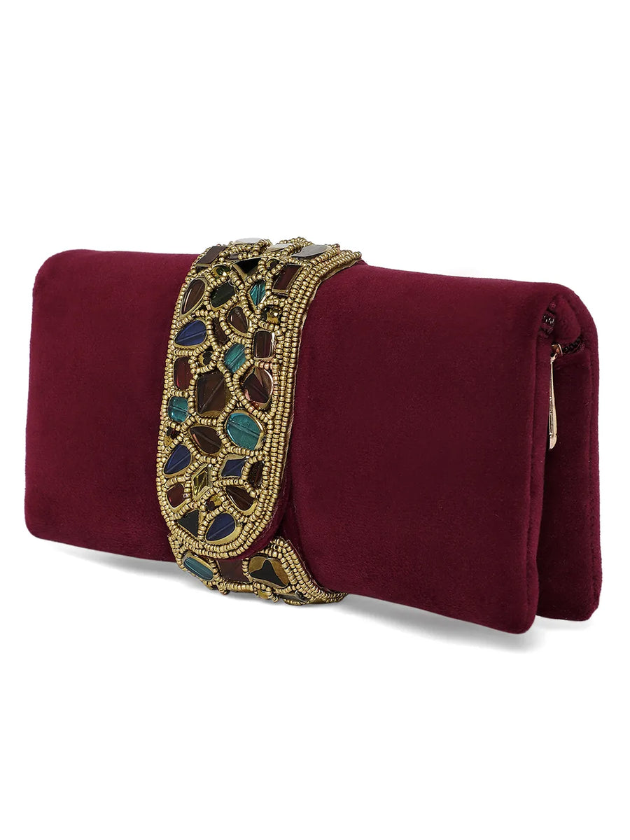 Luxe Mosaic Beaded Statement Box Clutch