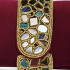 Luxe Mosaic Beaded Statement Box Clutch - Maroon