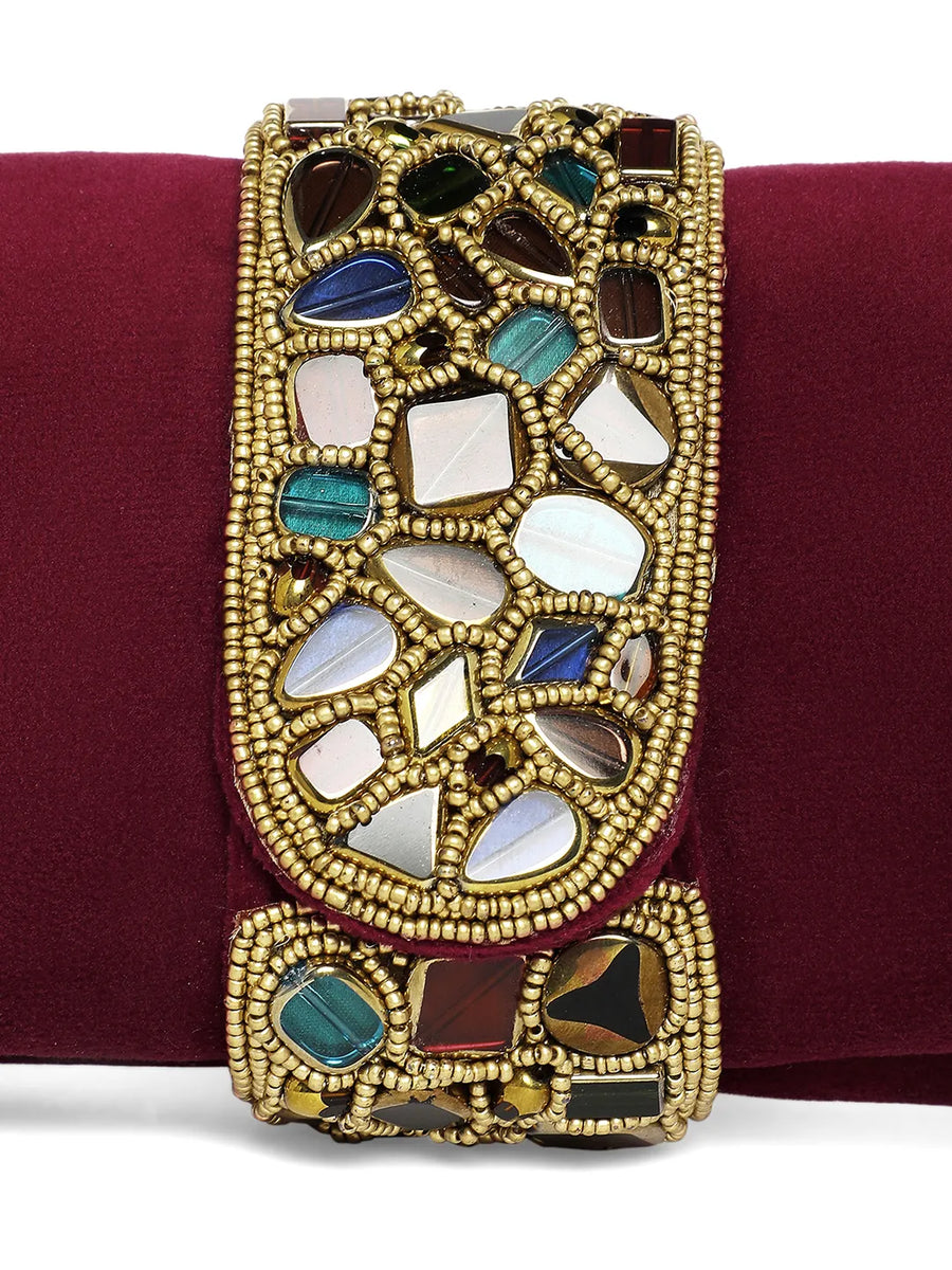 Luxe Mosaic Beaded Statement Box Clutch