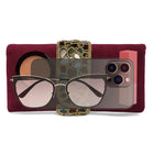 Luxe Mosaic Beaded Statement Box Clutch - Maroon