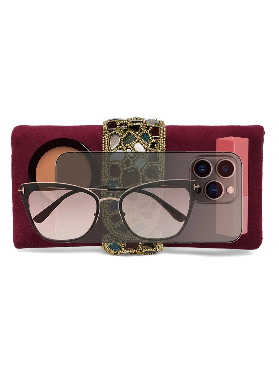 Luxe Mosaic Beaded Statement Box Clutch