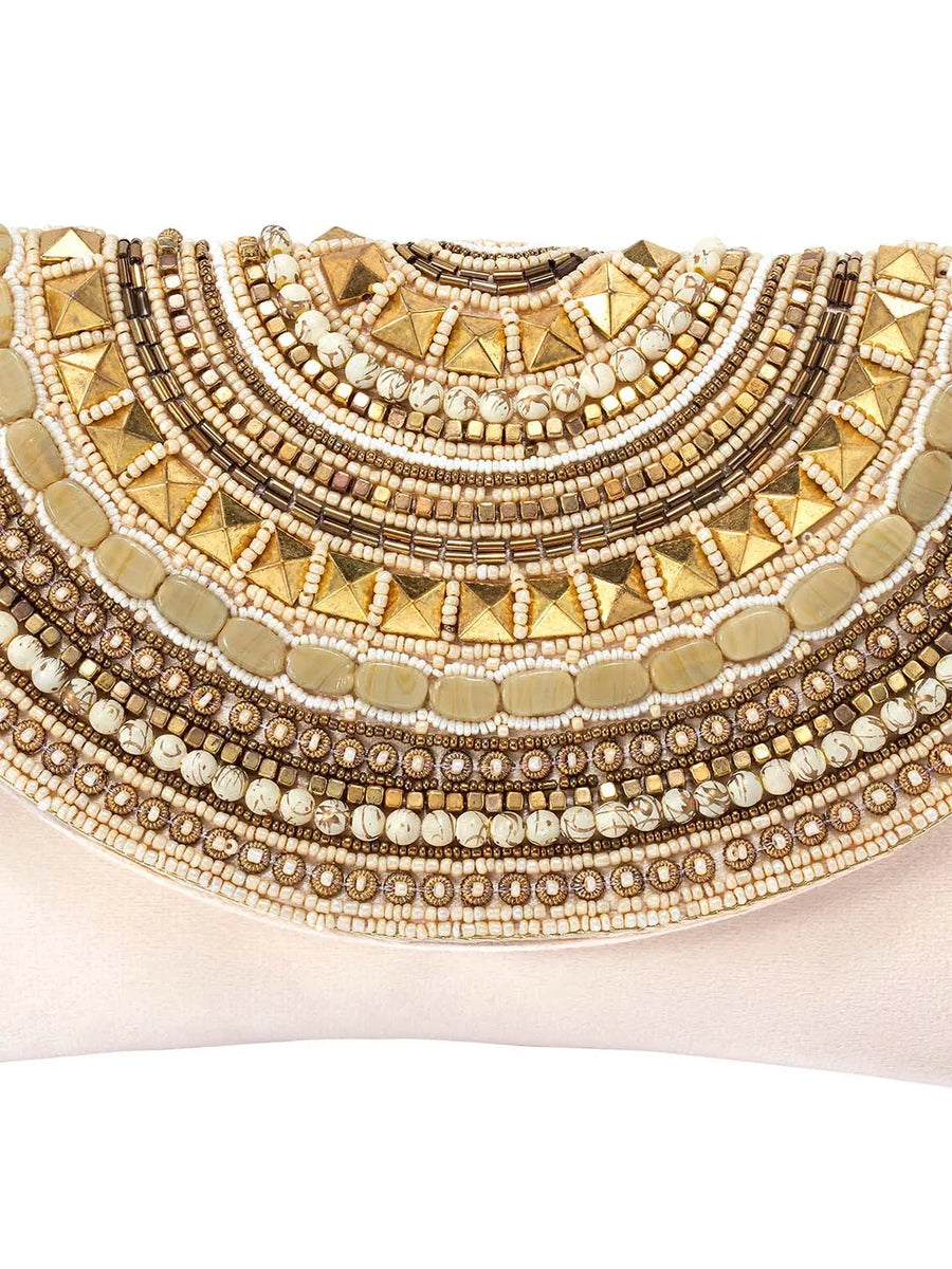 Stylish Evening Cocktail Clutch - Cream