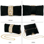 Black clutch bag named Clutch Bags Crafted for Elegance, featuring pearl detailing and soft fabric texture | Peora

