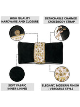 Black clutch bag named Clutch Bags Crafted for Elegance, featuring pearl detailing and soft fabric texture | Peora
