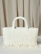Fringed Crystal Beaded Hand Purse - White