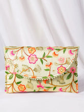 Floral Embroidery & Pearl Trim Clutch