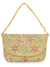 Elegant Floral Embroidery Party Clutch - Cream