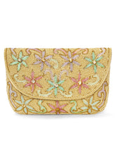 Elegant Floral Embroidery Party Clutch - Cream