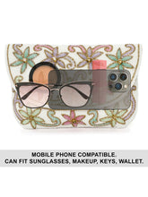 Elegant  Floral Embroidery Party Clutch - White
