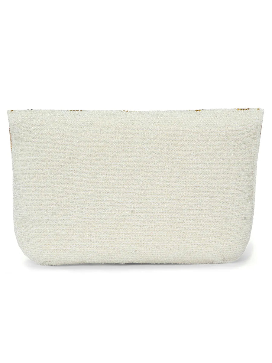 Elegant  Floral Embroidery Party Clutch - White