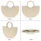 Peora Luxe Pearl Beaded Crescent Handbag - White