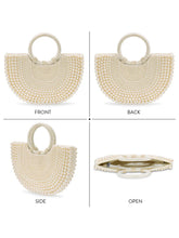 Peora Luxe Pearl Beaded Crescent Handbag - White