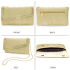 Peora Textured Envelope Party Wear Clutch - Gold