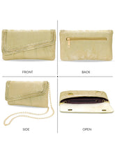 Peora Textured Envelope Party Wear Clutch - Gold