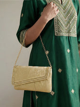 Peora Textured Envelope Party Wear Clutch - Gold