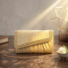 Peora Textured Envelope Party Wear Clutch - Gold