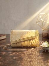 Peora Textured Envelope Party Wear Clutch - Gold