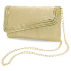 Peora Textured Envelope Party Wear Clutch - Gold
