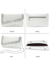 Peora Textured Envelope Party Wear Clutch - Silver