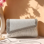 Peora Textured Envelope Party Wear Clutch - Silver