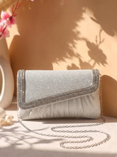 Peora Textured Envelope Party Wear Clutch - Silver