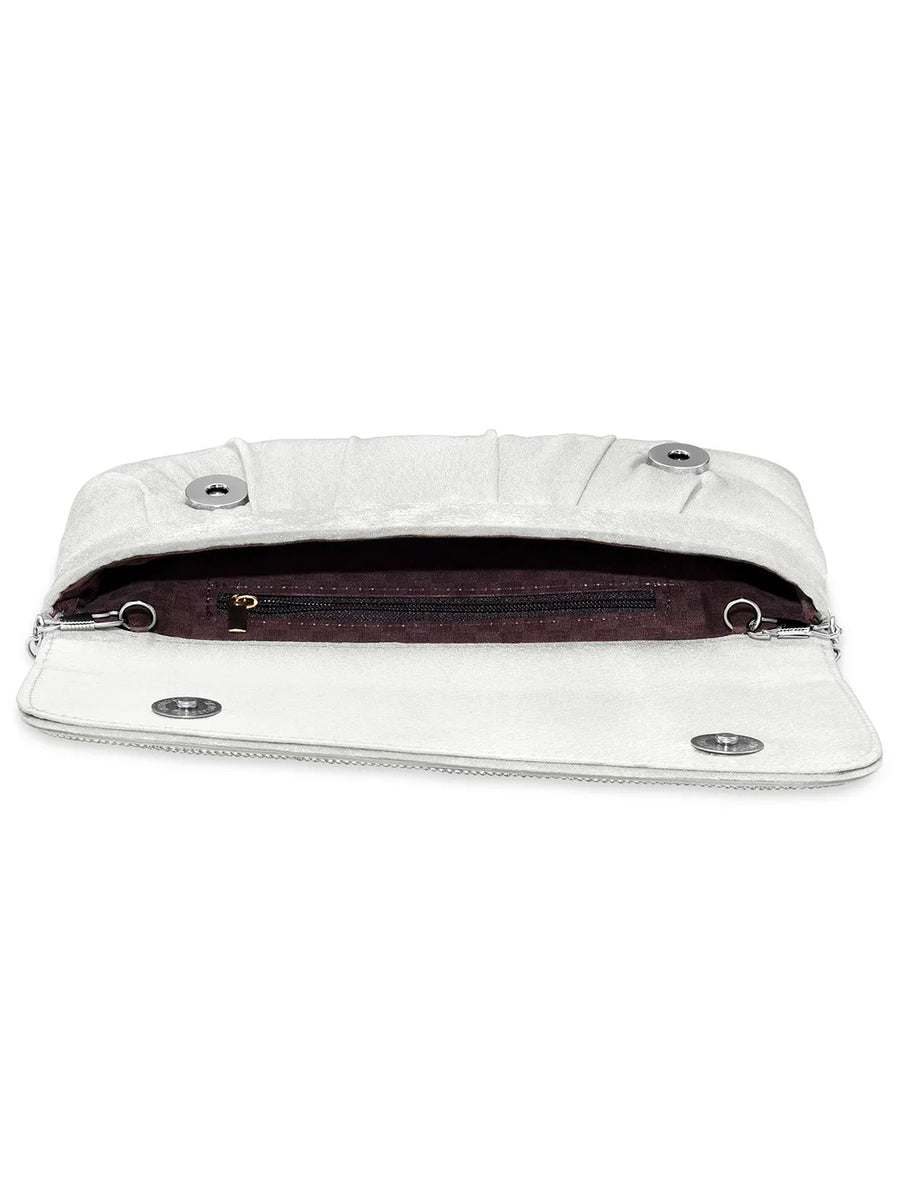 Peora Textured Envelope Party Wear Clutch - Silver
