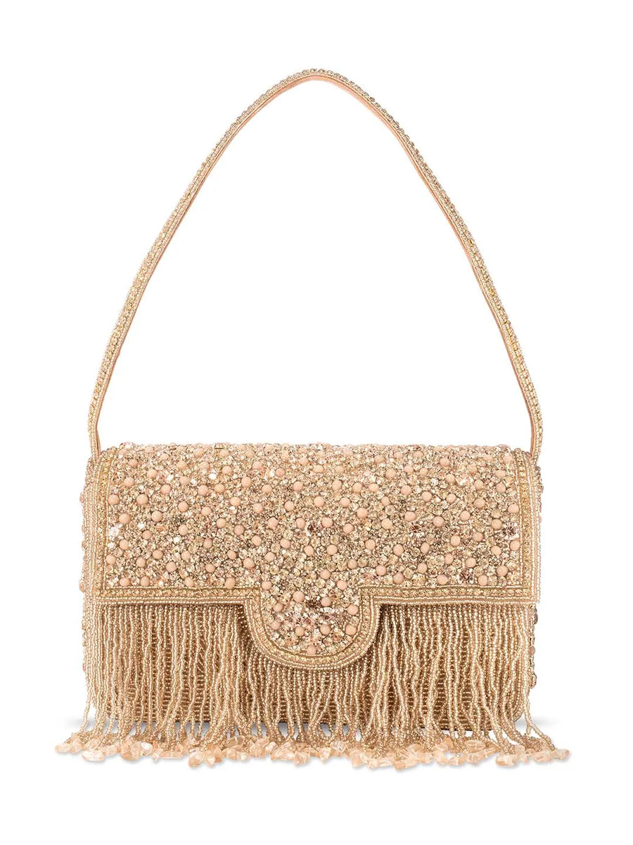 Sparkling Gleam & Glam Clutch Handbag - Rose Gold