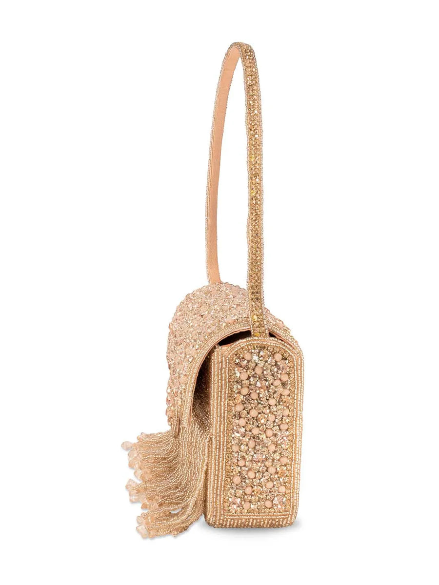 Sparkling Gleam & Glam Clutch Handbag - Rose Gold