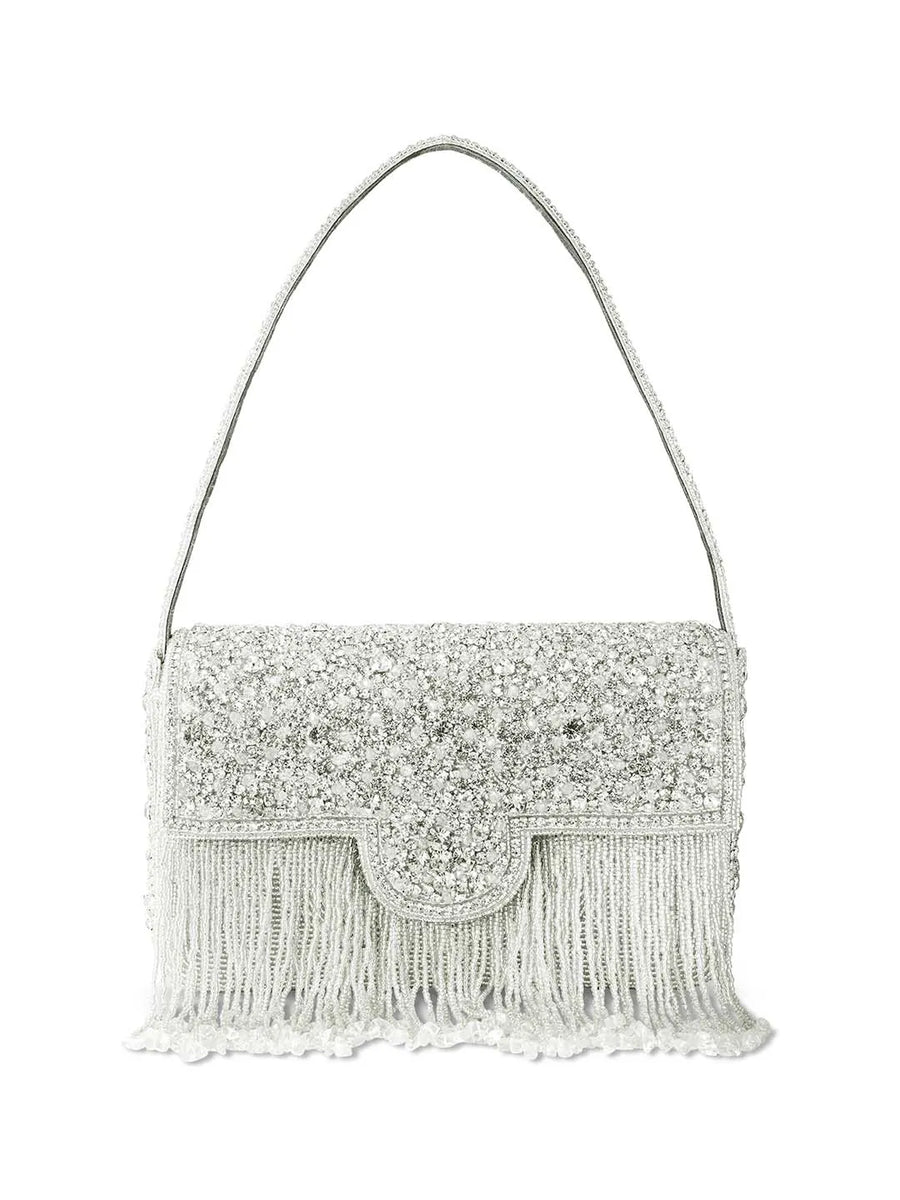 Sparkling Gleam & Glam Clutch Handbag - Silver