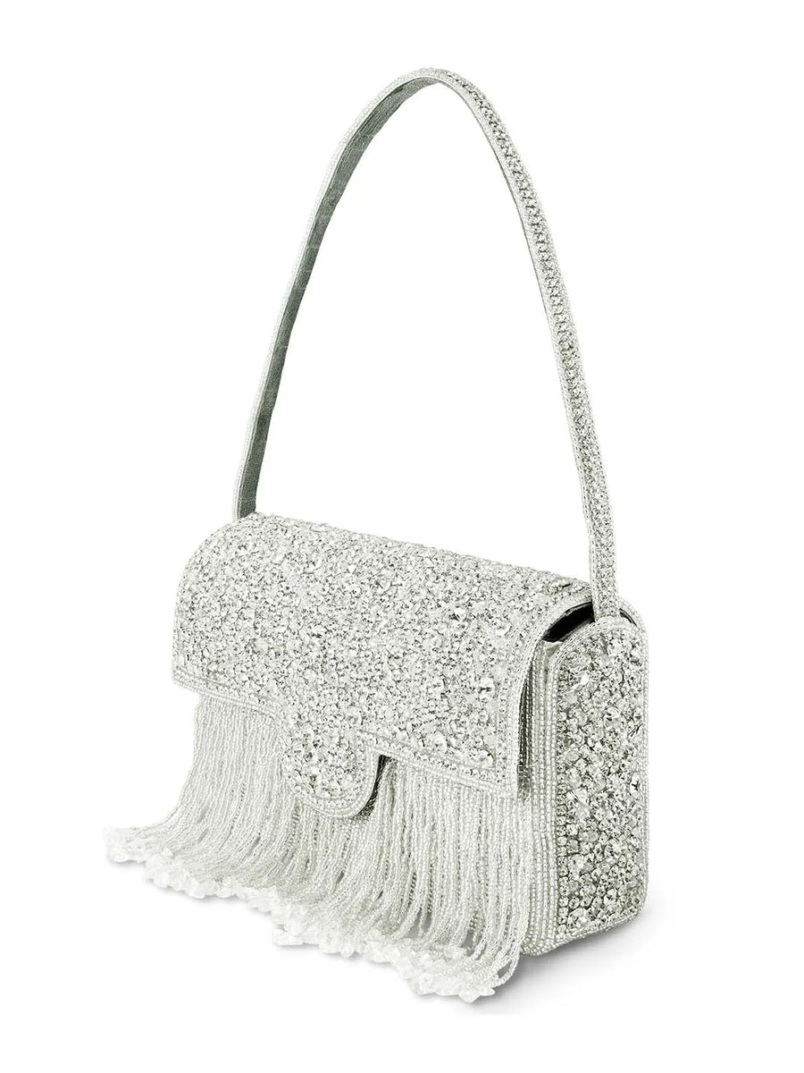 Sparkling Gleam & Glam Clutch Handbag - Silver