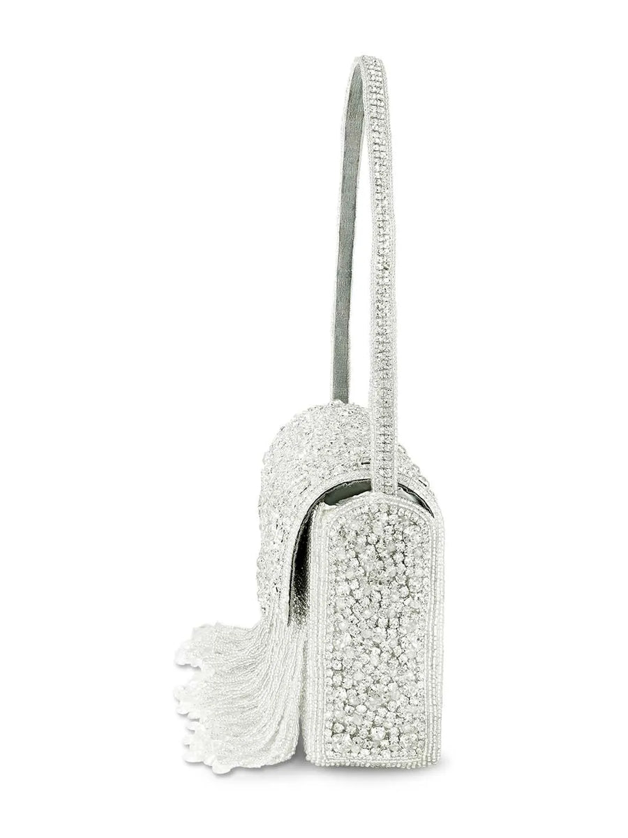 Sparkling Gleam & Glam Clutch Handbag - Silver