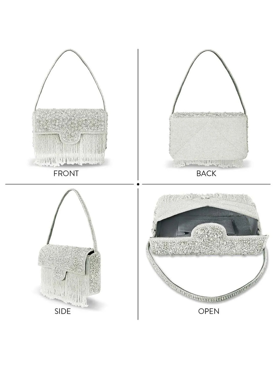 Sparkling Gleam & Glam Clutch Handbag - Silver