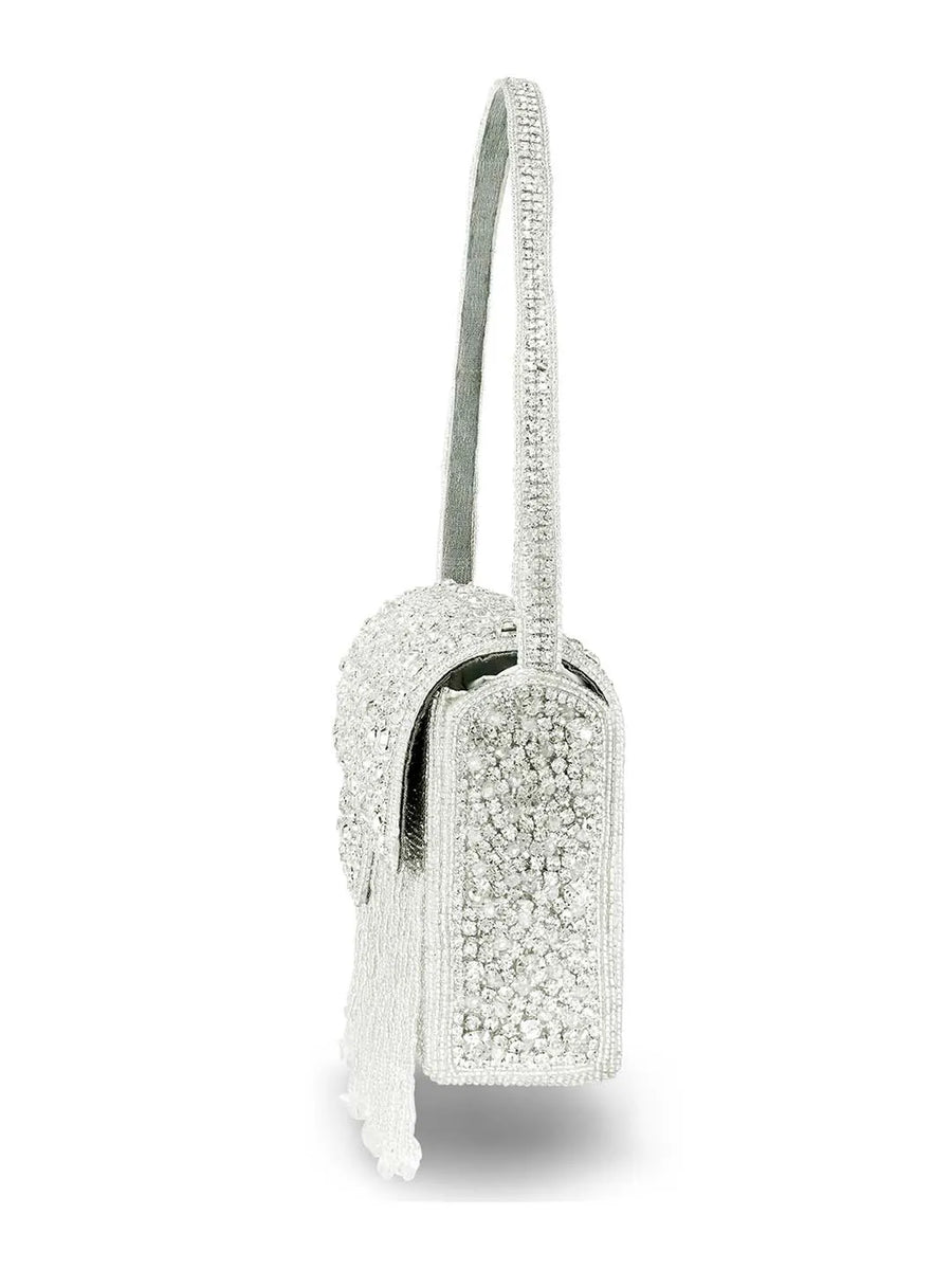 Sparkling Gleam & Glam Clutch Handbag - Silver
