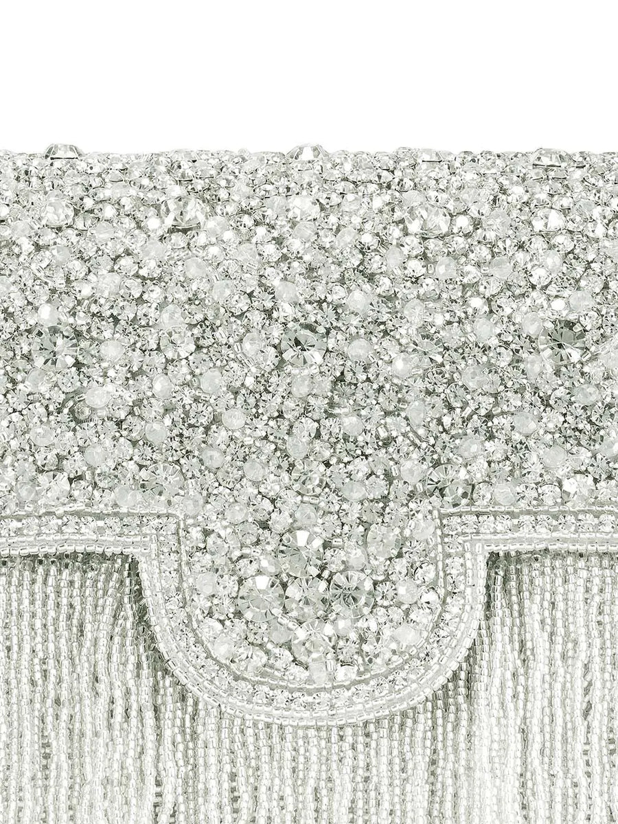 Sparkling Gleam & Glam Clutch Handbag - Silver