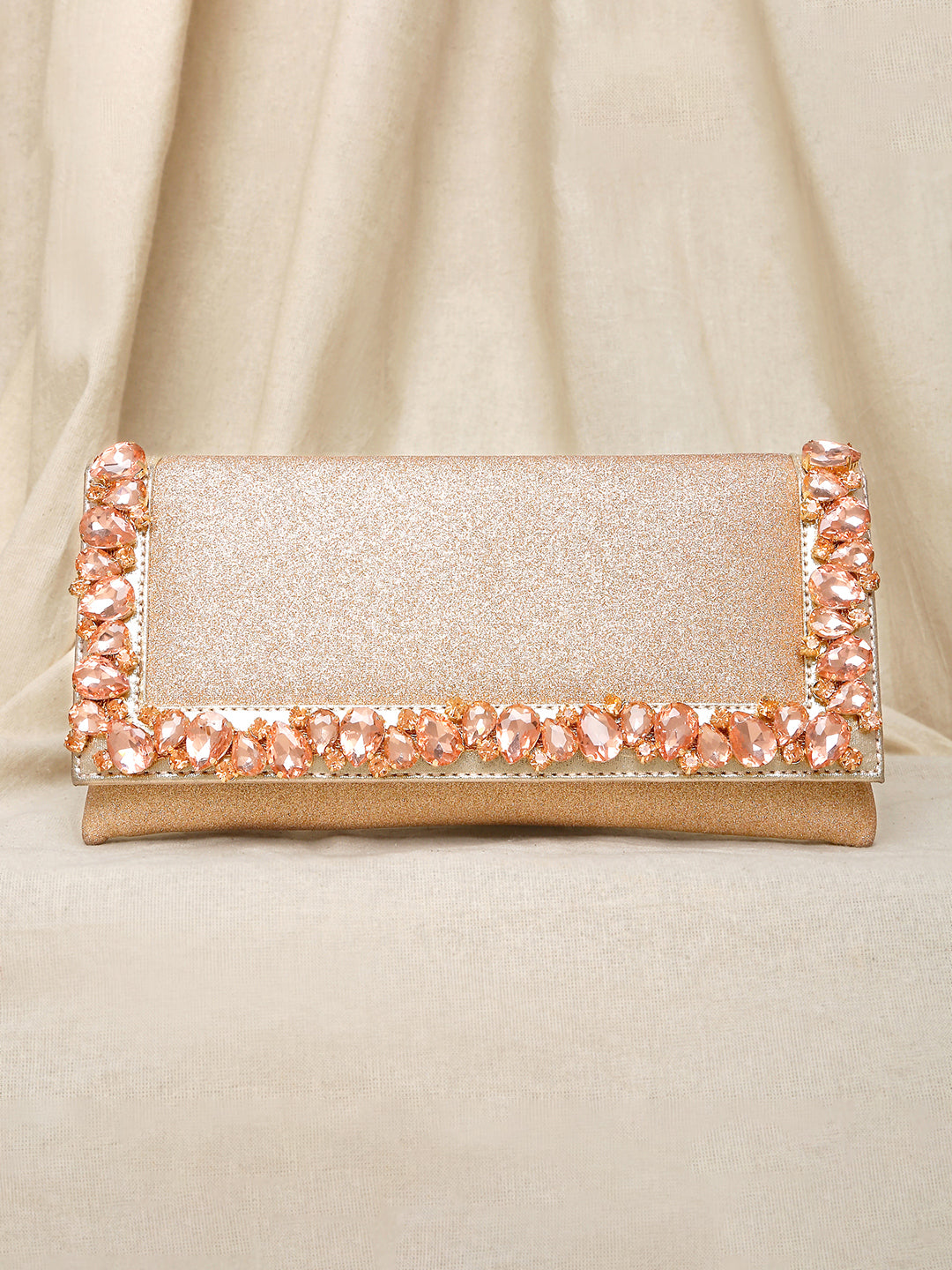 Dazzle in Hand Rose Gold Sleek Party Clutch