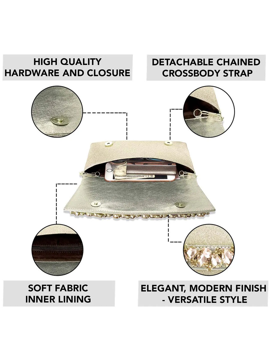 Dazzle in Hand Sleek Party Clutch - Gold