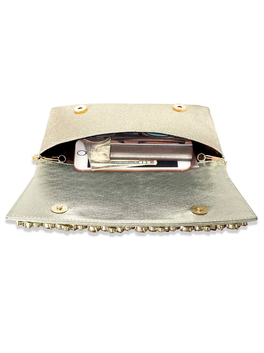 Dazzle in Hand Sleek Party Clutch - Gold