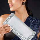 Dazzle in Hand Sleek Party Clutch - Silver