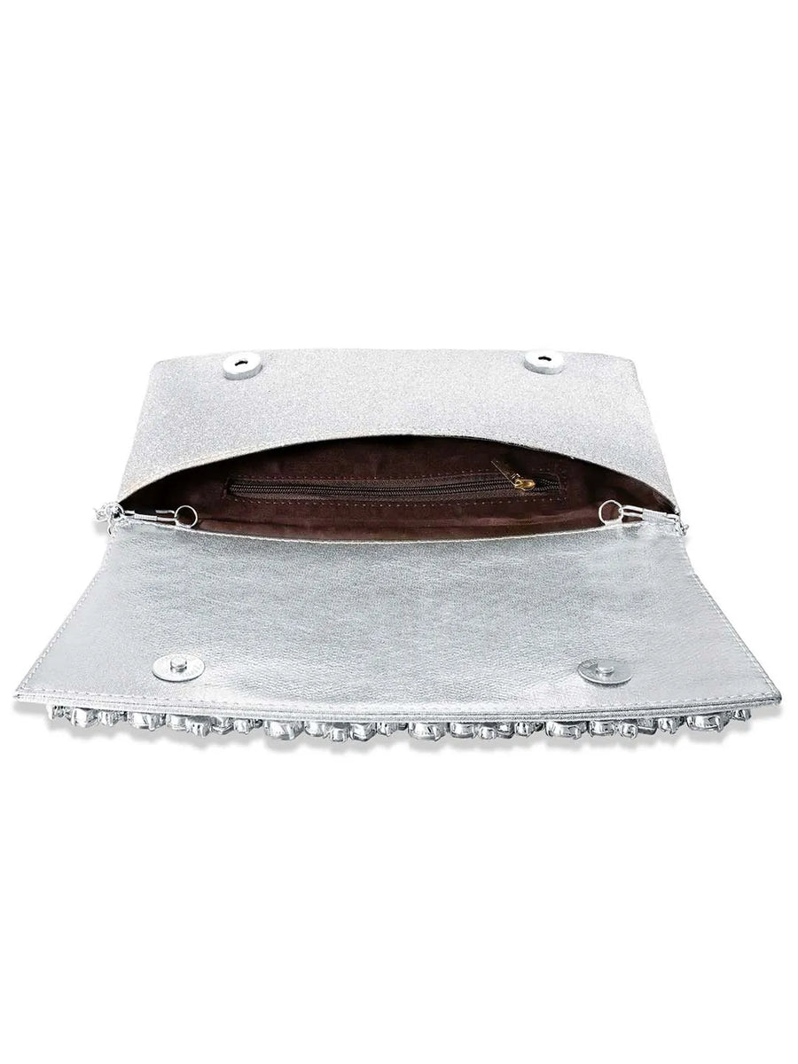 Dazzle in Hand Sleek Party Clutch - Silver