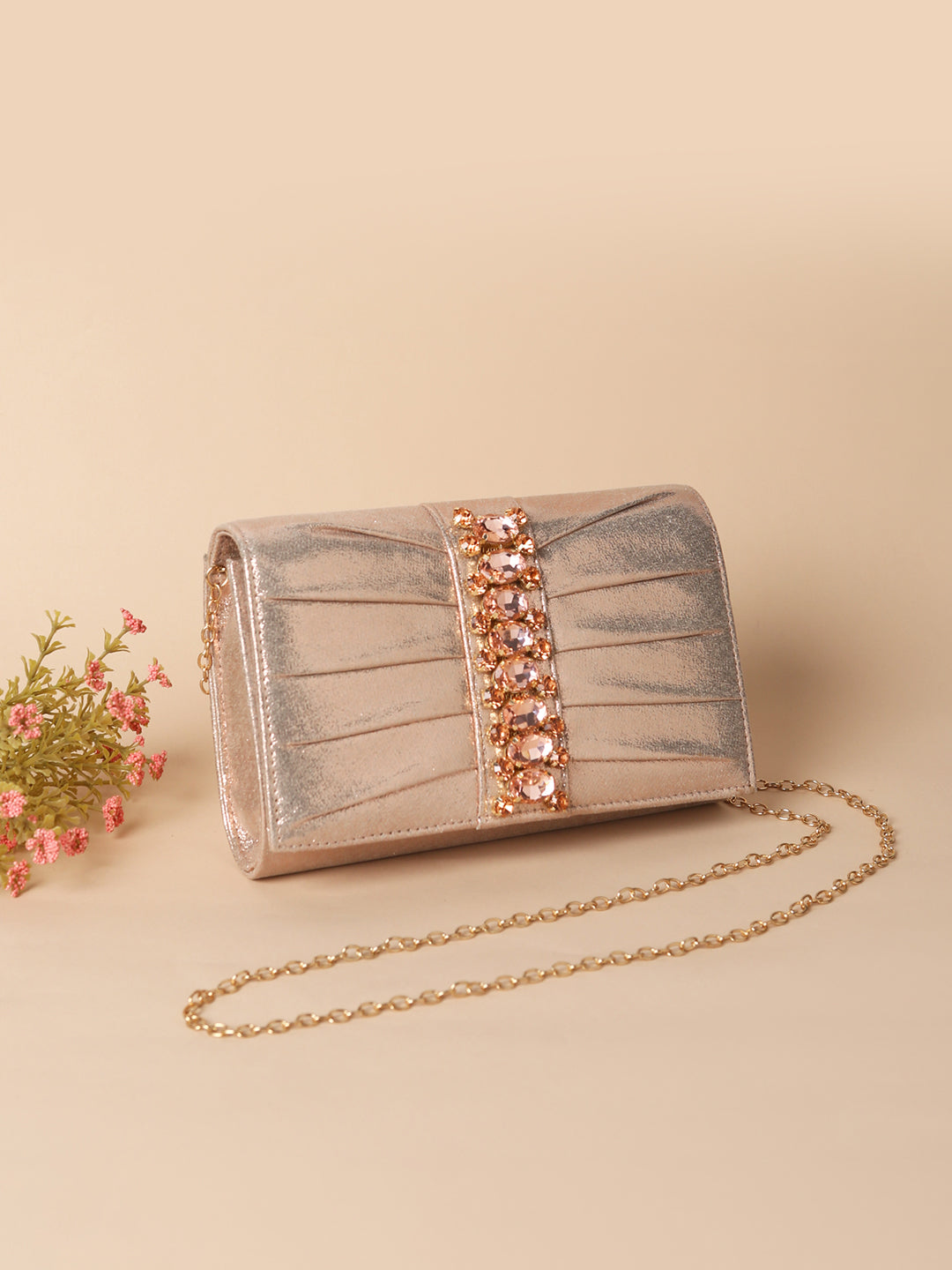 Pleat Passion Rose Gold Clutch