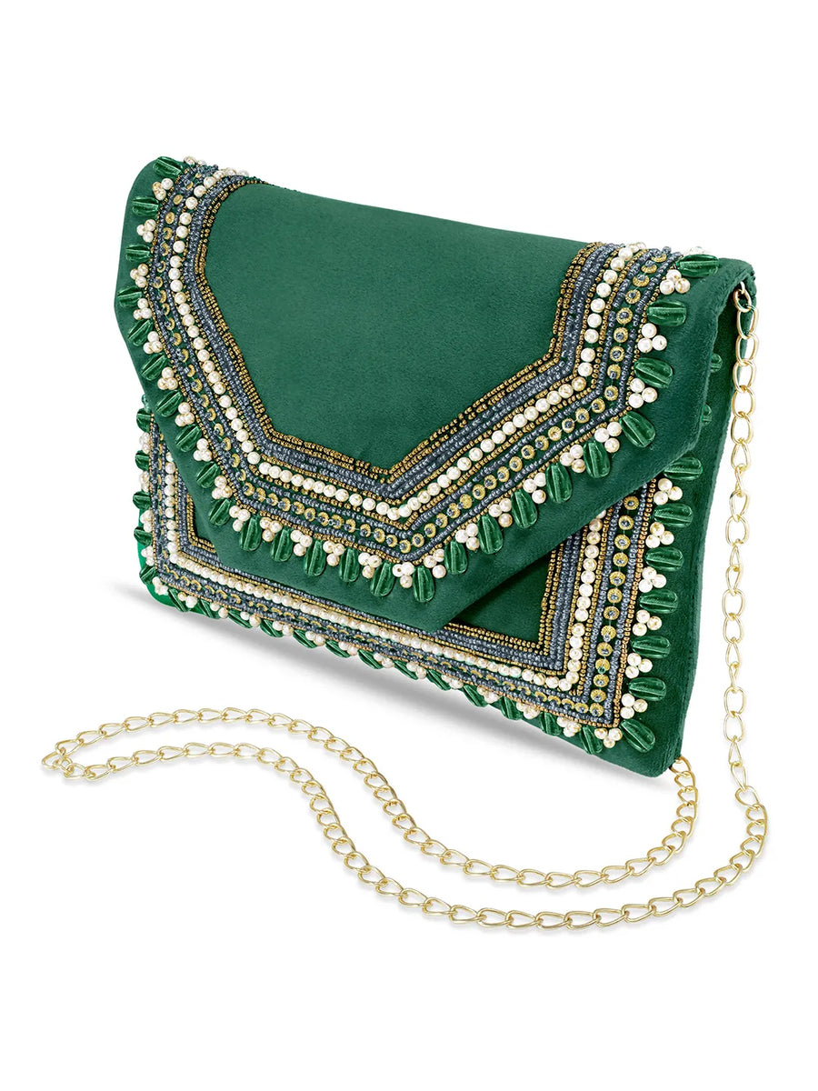 Royal Heritage Pearl Beaded Clutch Purse