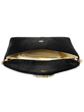 Gold Bling Stone Black Envelope Clutch Bag