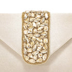 Gold Bling Stone Cream Envelope Clutch Bag