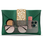 Gold Bling Stone Green Envelope Clutch Bag