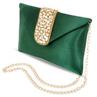Gold Bling Stone Green Envelope Clutch Bag