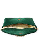 Gold Bling Stone Green Envelope Clutch Bag