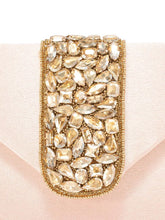 Gold Bling Stone Peach Envelope Clutch Bag