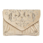 Elegant Embroidery Beaded Sling Clutch - Cream