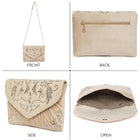Elegant Embroidery Beaded Sling Clutch - Cream