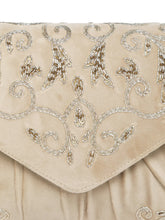 Elegant Embroidery Beaded Sling Clutch - Cream